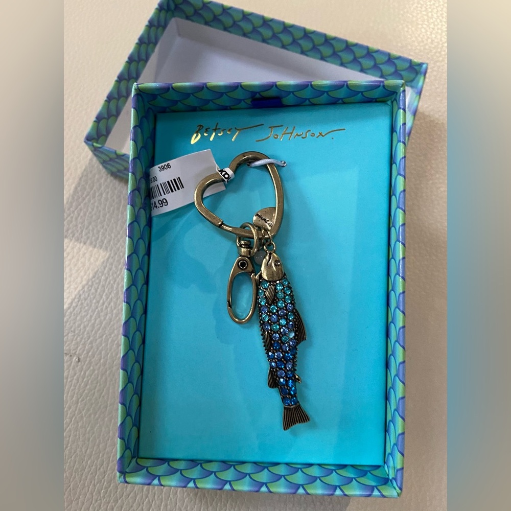 Viral keychain! Betsey Johnson Blue Fish Keychain